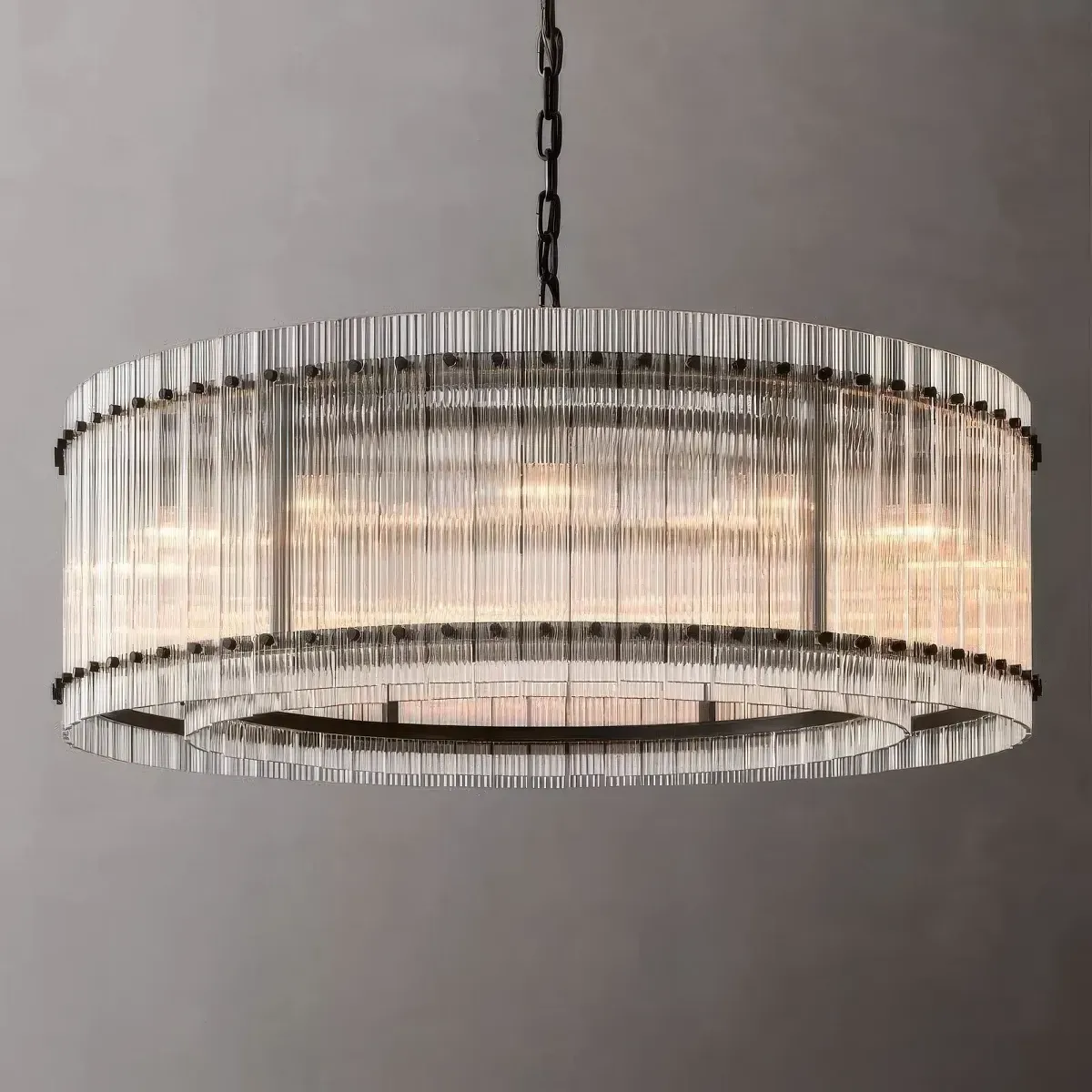 San Marco Stripe Glass Shade Round Chandelier