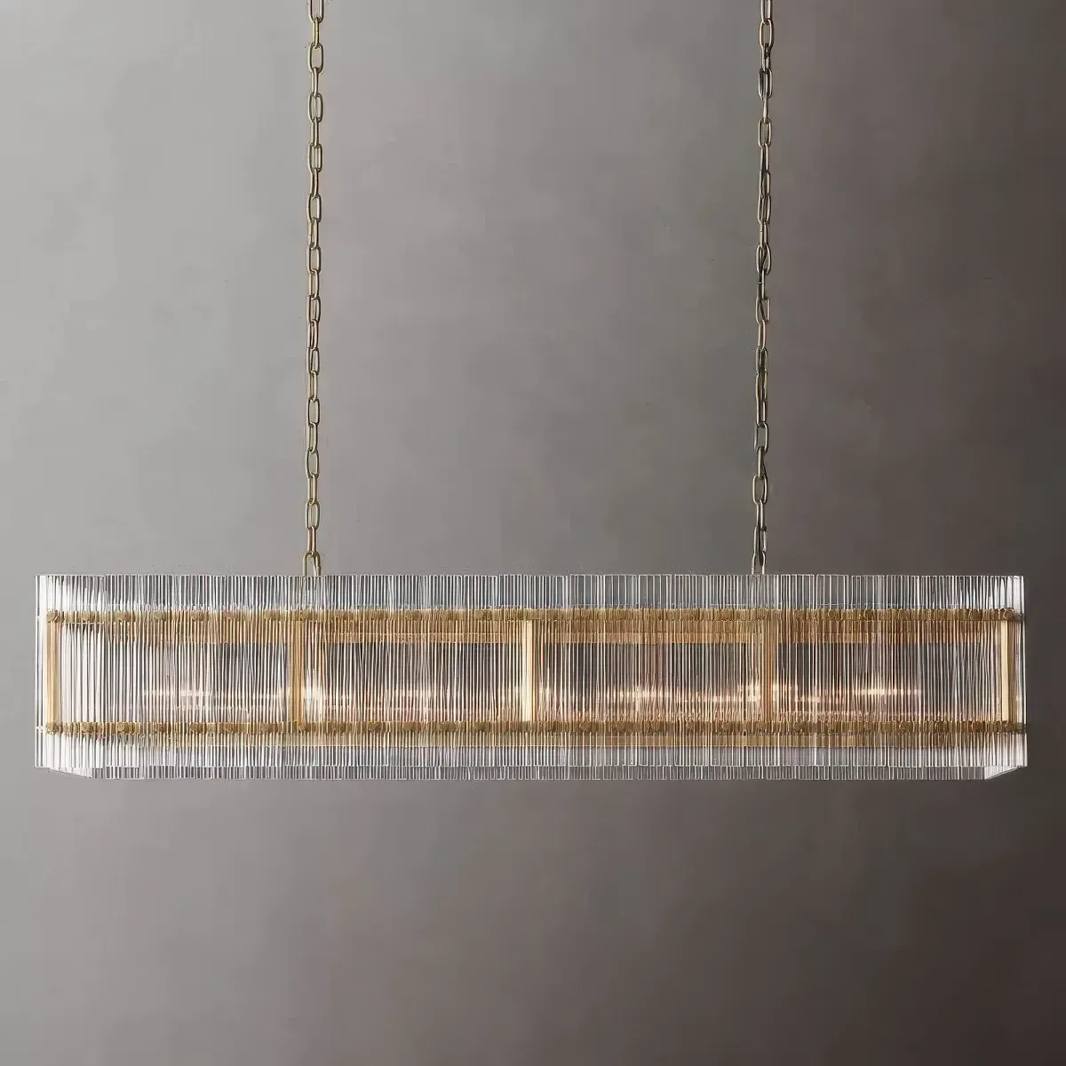 San Marco Stripe Glass Shade Rectangular Chandelier