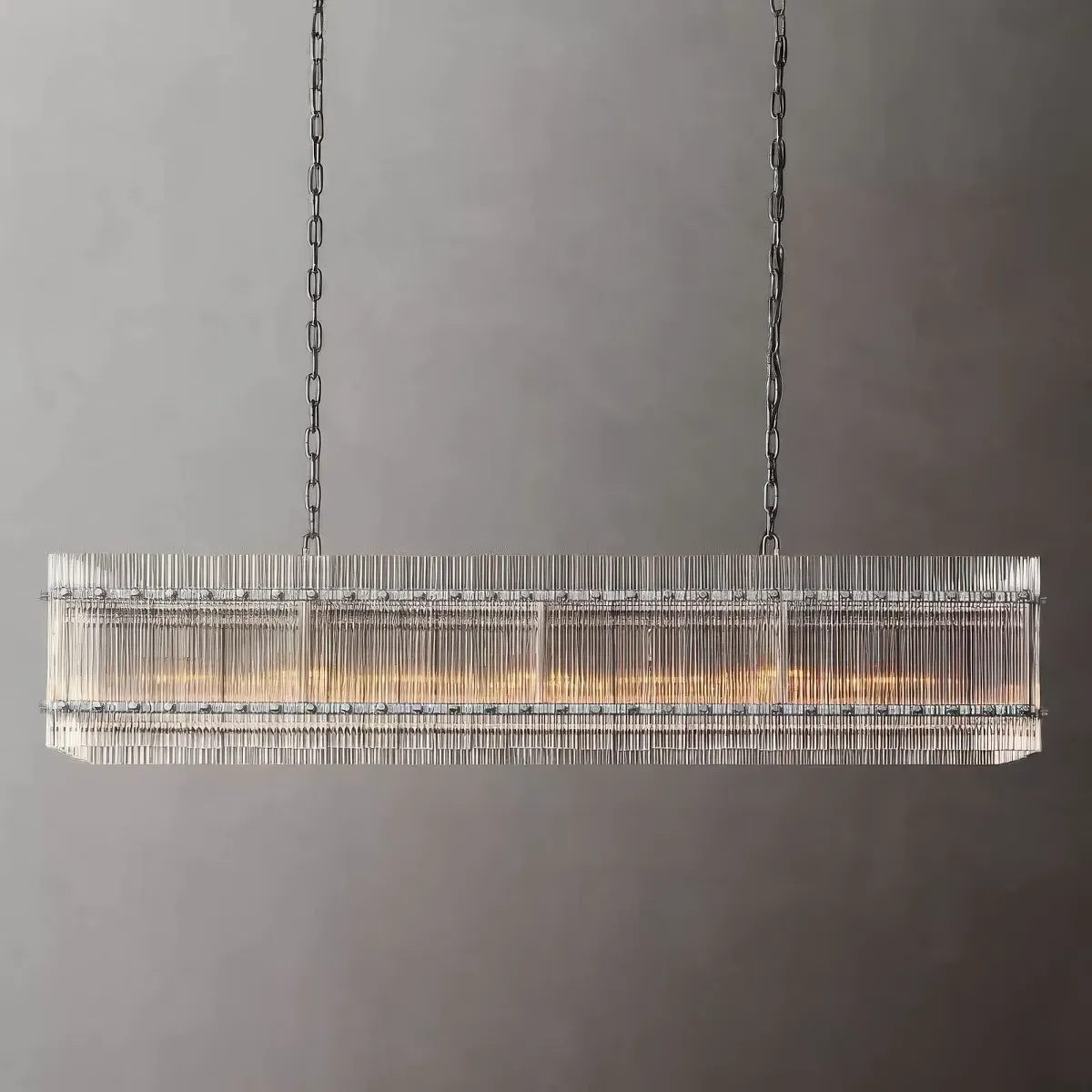 San Marco Stripe Glass Shade Rectangular Chandelier