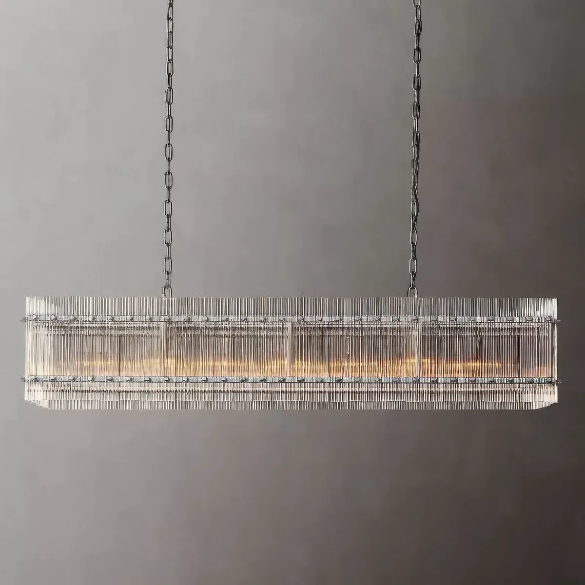 San Marco Stripe Glass Shade Rectangular Chandelier