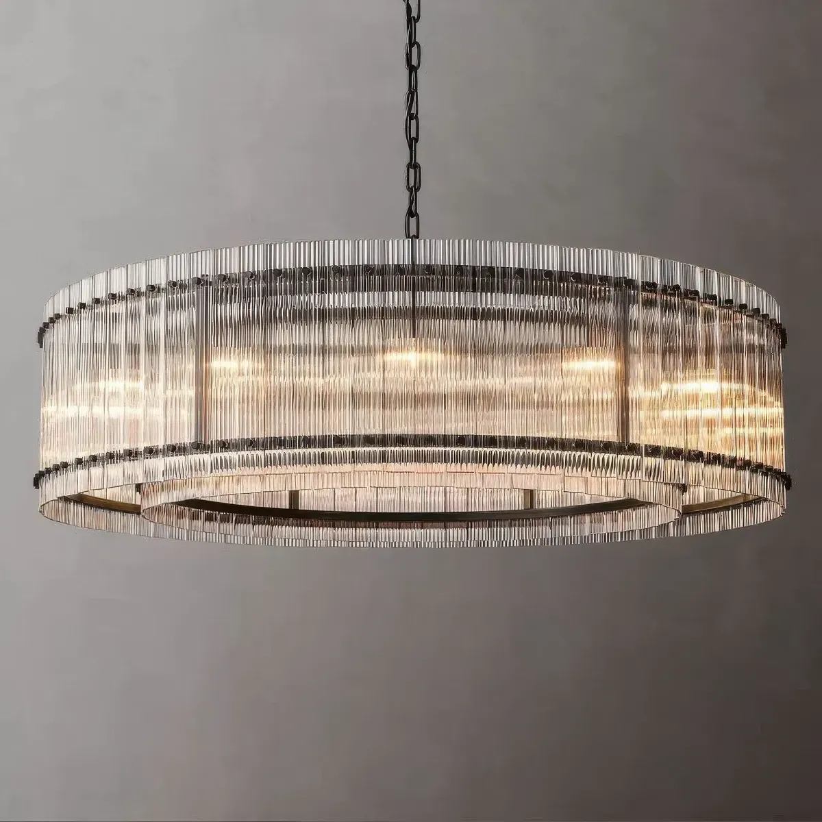 San Marco Stripe Glass Shade Round Chandelier
