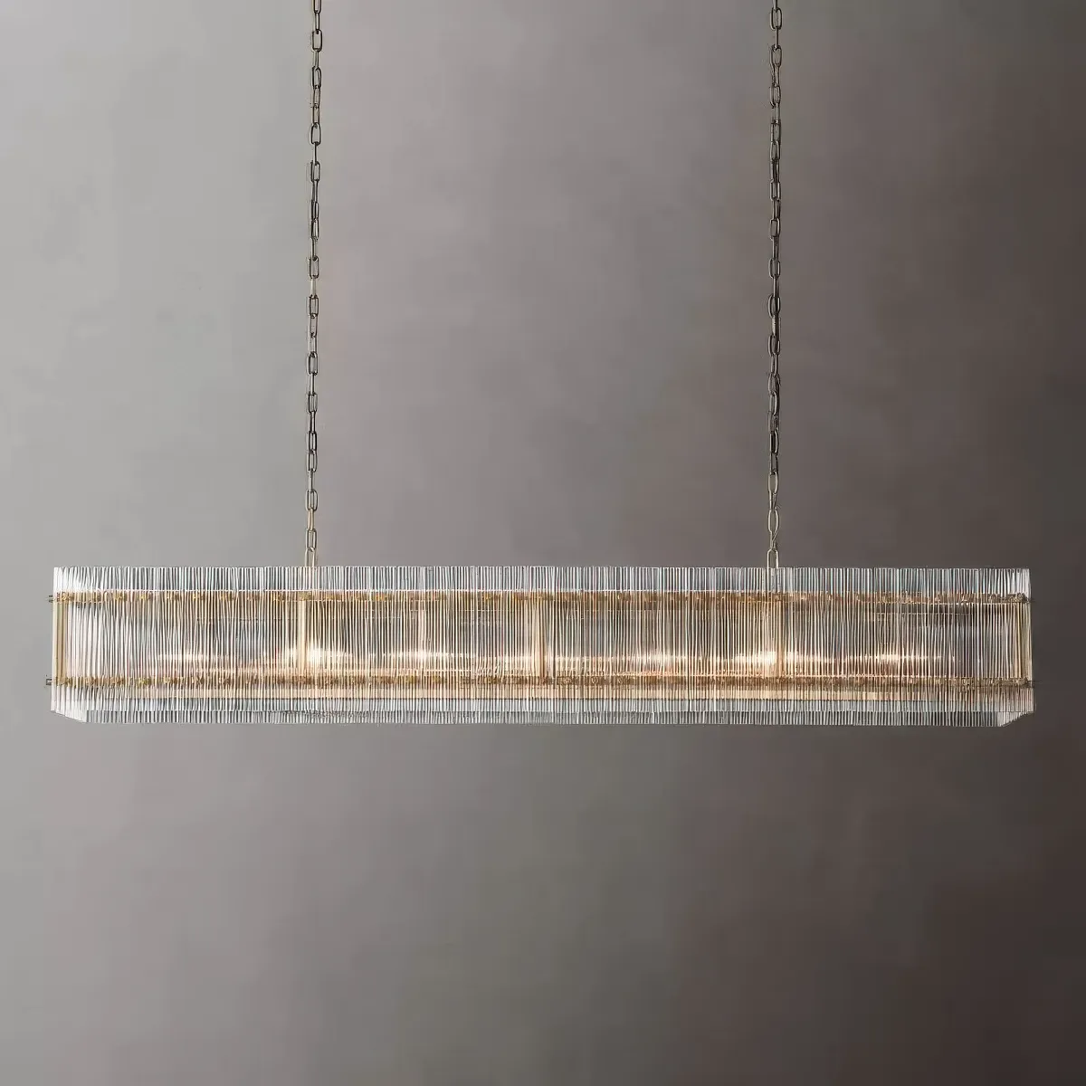 San Marco Stripe Glass Shade Rectangular Chandelier