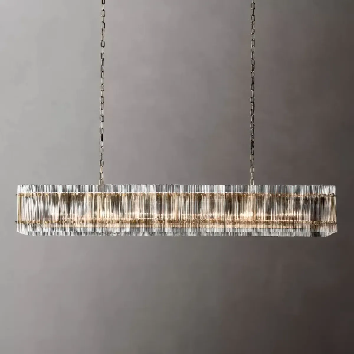 San Marco Stripe Glass Shade Rectangular Chandelier