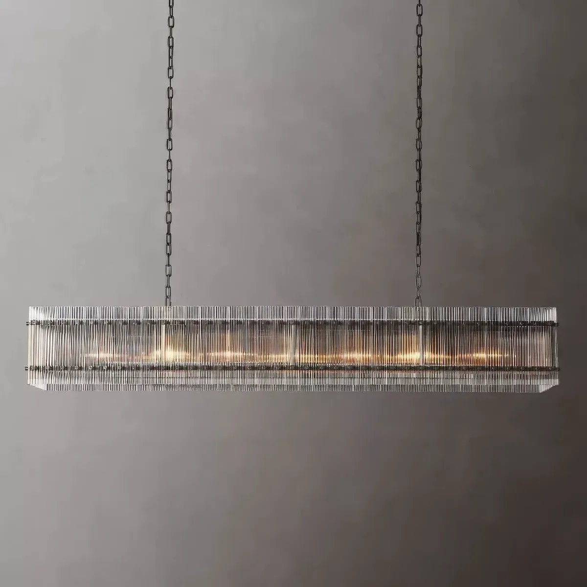 San Marco Stripe Glass Shade Rectangular Chandelier