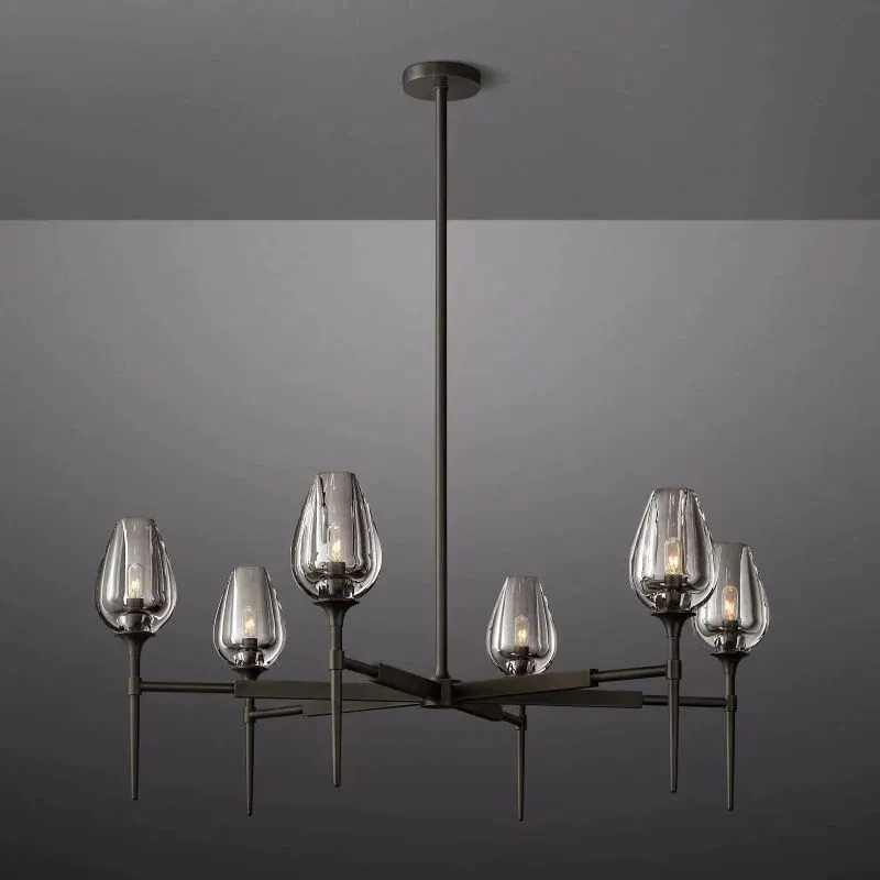 Tulip Crystal Round Chandelier 27"