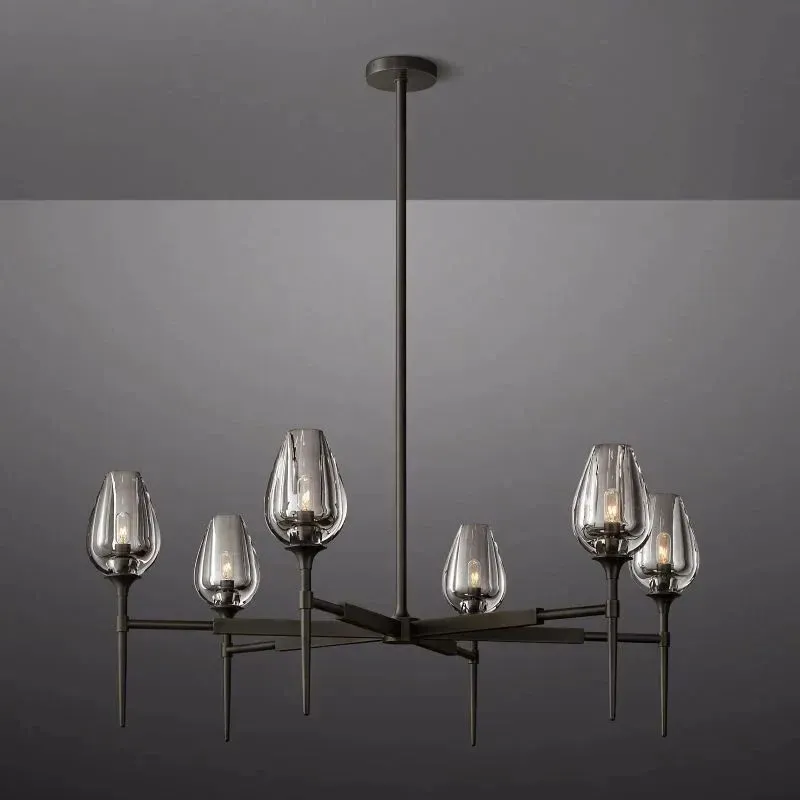 Tulip Crystal Round Chandelier 27"