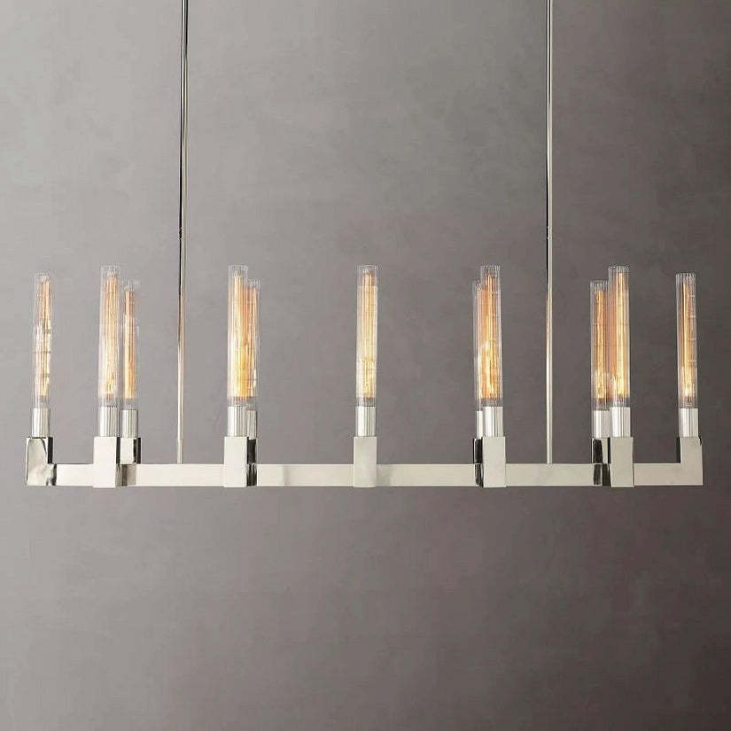 Cypress Glass Linear Chandelier 55"-HiLamps