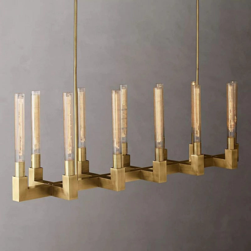 Cypress Glass Linear Chandelier 55"-HiLamps