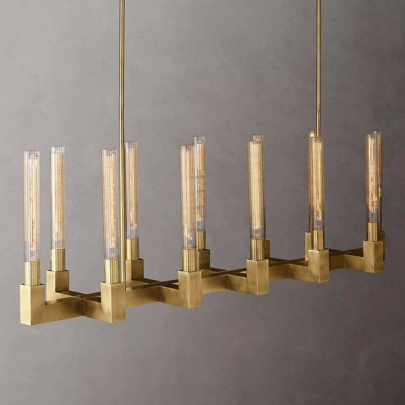 Cypress Glass Linear Chandelier 55"-HiLamps