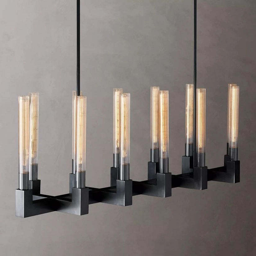 Cypress Glass Linear Chandelier 55"-HiLamps