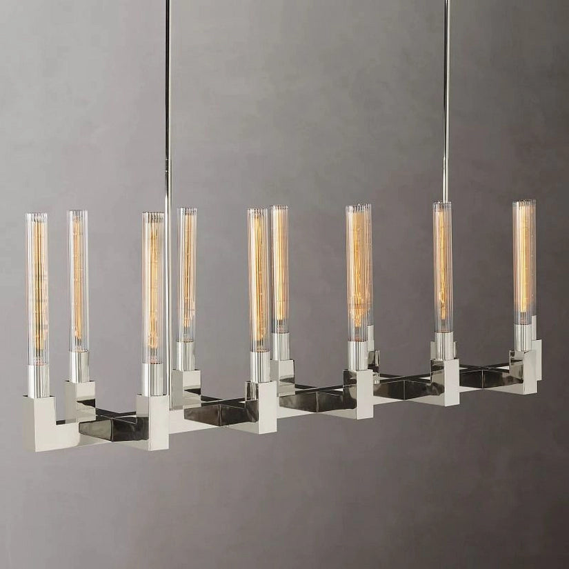 Cypress Glass Linear Chandelier 55"-HiLamps