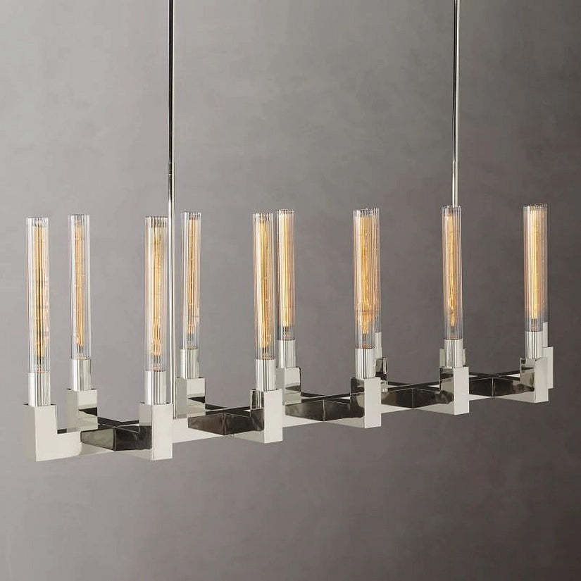 Cypress Glass Linear Chandelier 55"-HiLamps