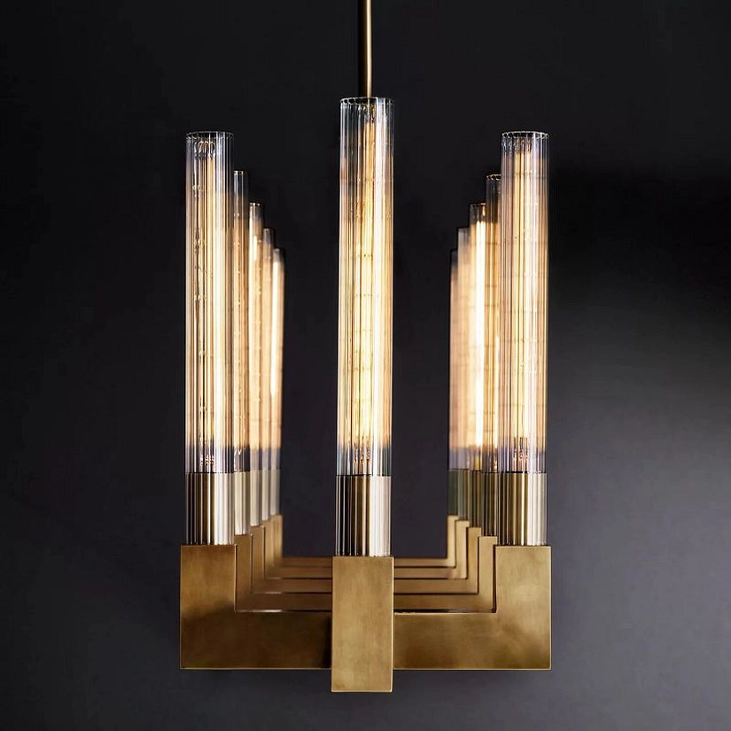 Cypress Glass Linear Chandelier 55"-HiLamps