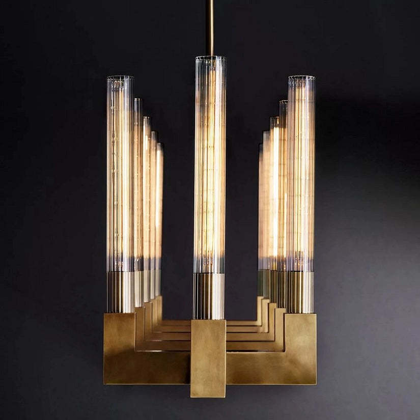 Cypress Glass Linear Chandelier 55"-HiLamps