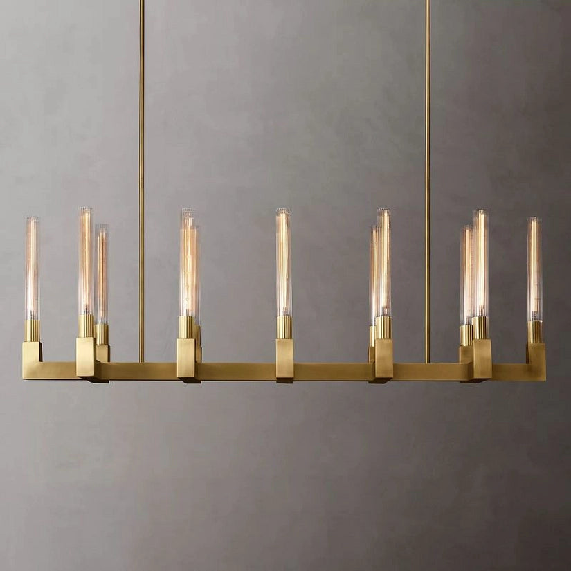Cypress Glass Linear Chandelier 55"-HiLamps