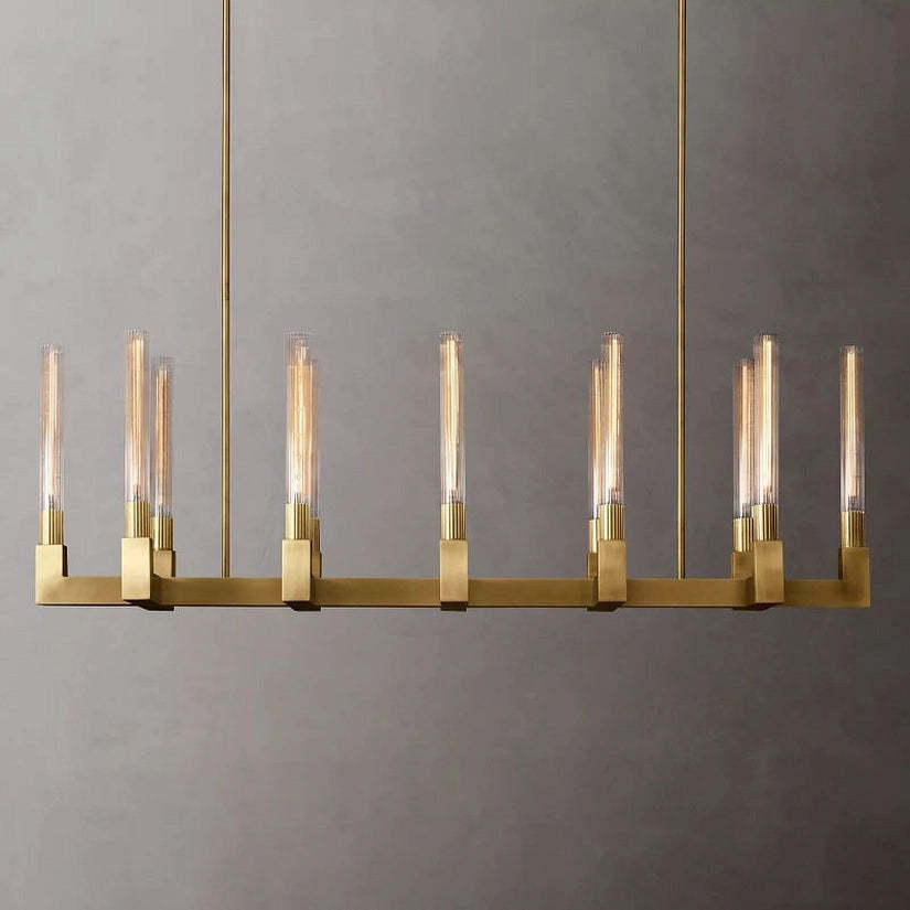 Cypress Glass Linear Chandelier 55"-HiLamps