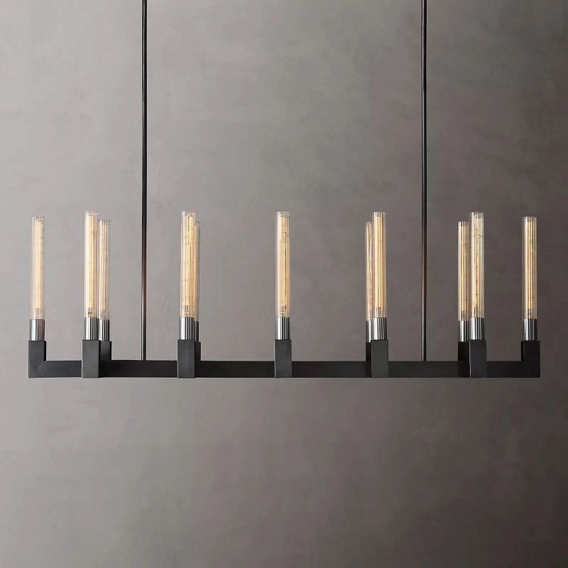 Cypress Glass Linear Chandelier 55"-HiLamps