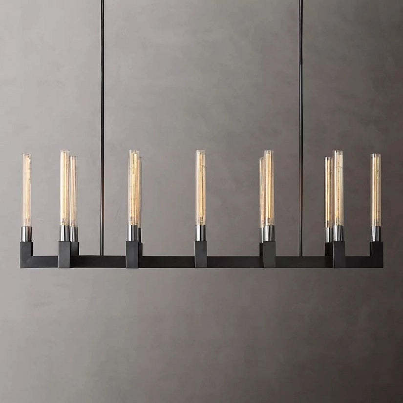 Cypress Glass Linear Chandelier 55"-HiLamps