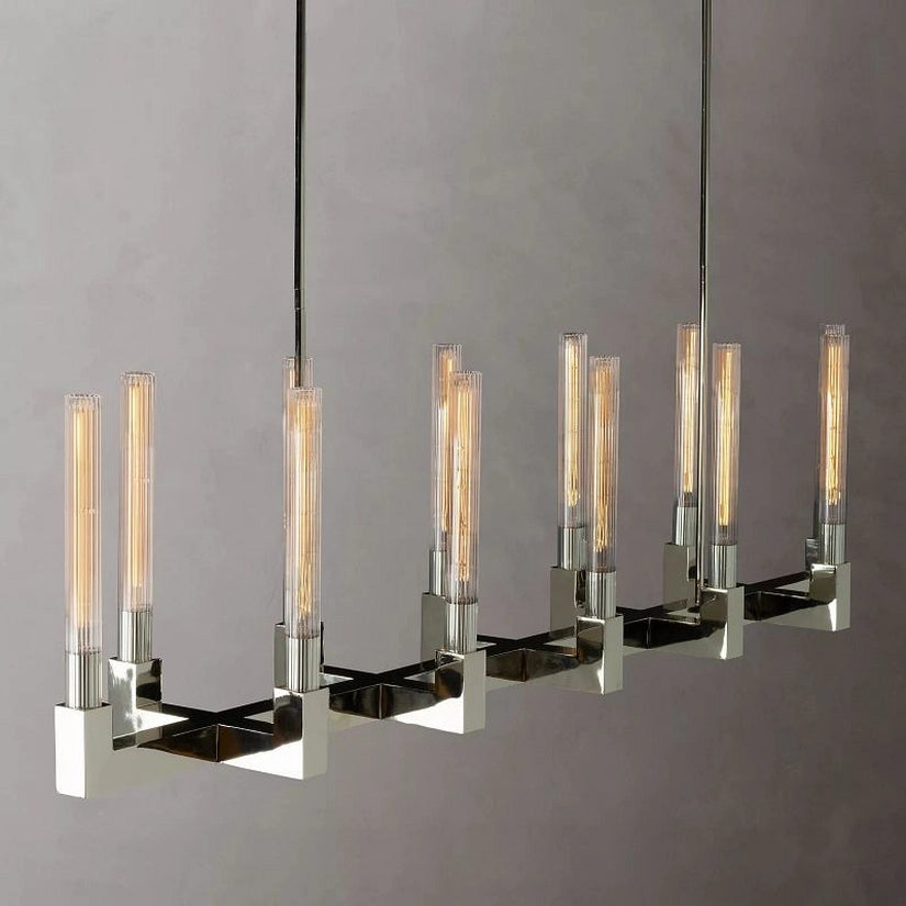 Cypress Glass Linear Chandelier 67"-HiLamps