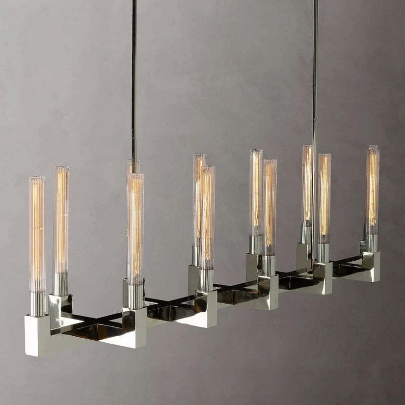 Cypress Glass Linear Chandelier 67"-HiLamps