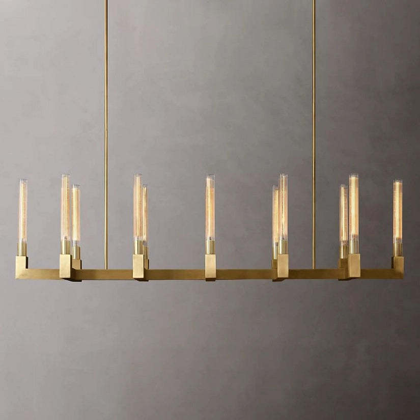 Cypress Glass Linear Chandelier 67"-HiLamps
