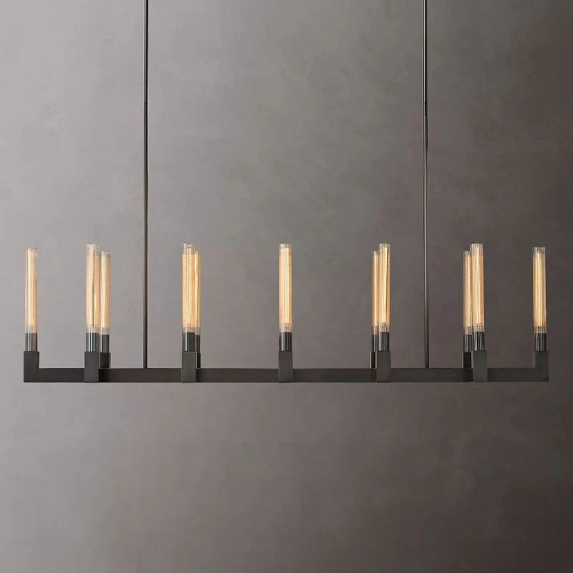 Cypress Glass Linear Chandelier 67"-HiLamps