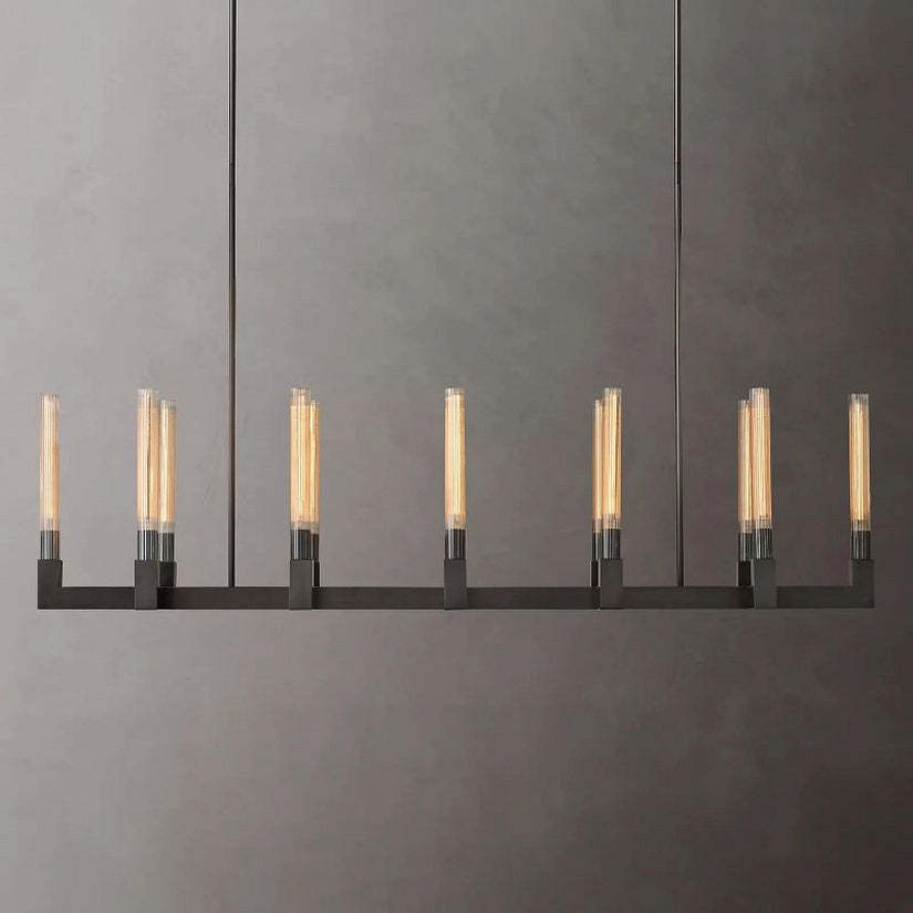 Cypress Glass Linear Chandelier 67"-HiLamps