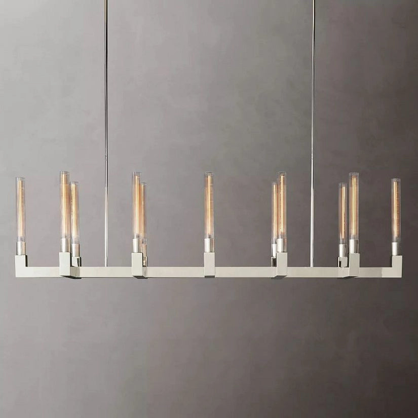 Cypress Glass Linear Chandelier 67"-HiLamps