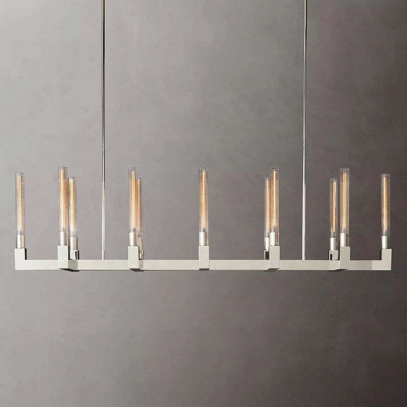 Cypress Glass Linear Chandelier 67"-HiLamps