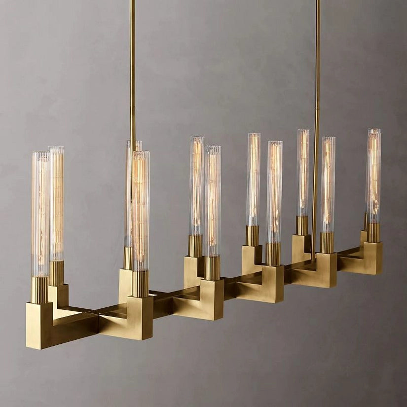 Cypress Glass Linear Chandelier 67"-HiLamps