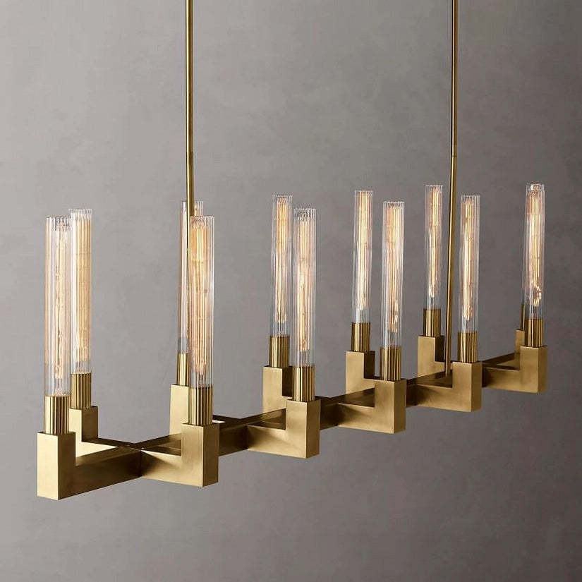 Cypress Glass Linear Chandelier 67"-HiLamps