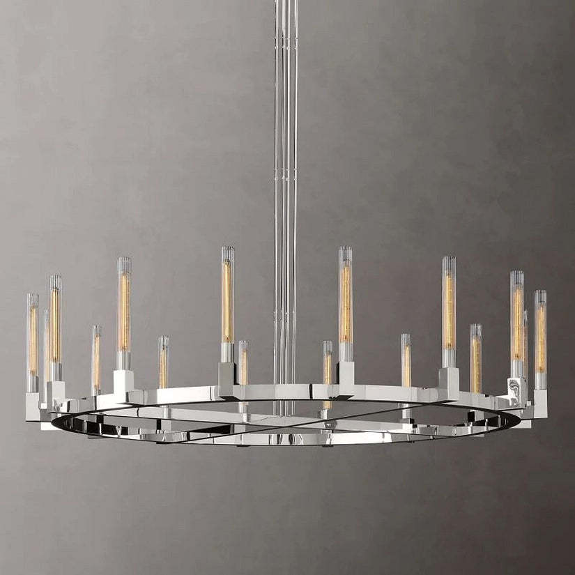 Cypress Glass Round Chandelier 72"-HiLamps