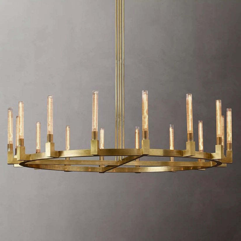 Cypress Glass Round Chandelier 72"-HiLamps