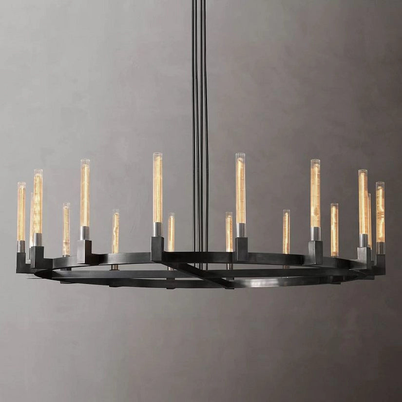 Cypress Glass Round Chandelier 72"-HiLamps