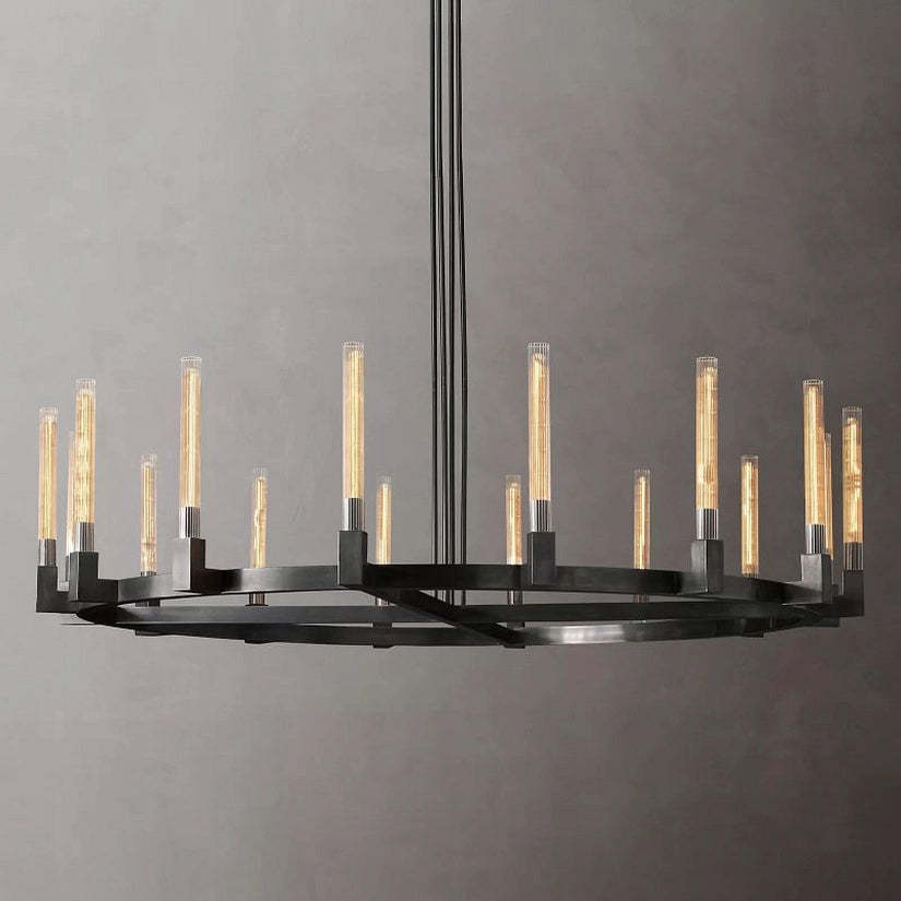 Cypress Glass Round Chandelier 72"-HiLamps