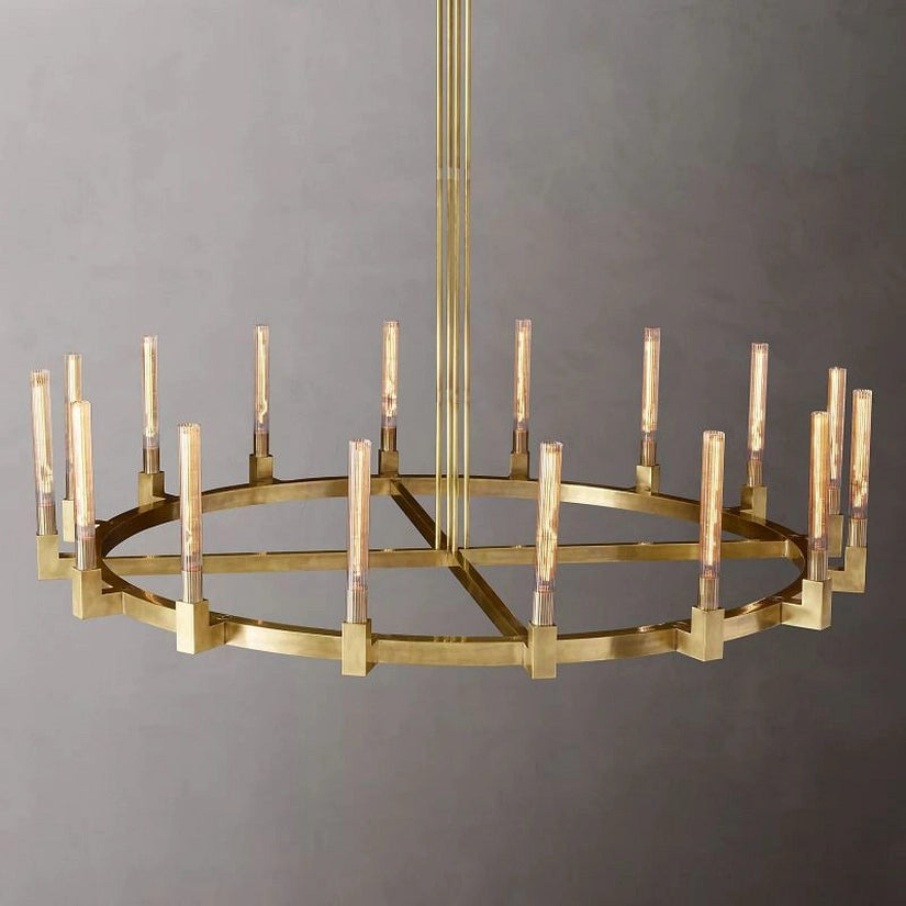 Cypress Glass Round Chandelier 72"-HiLamps
