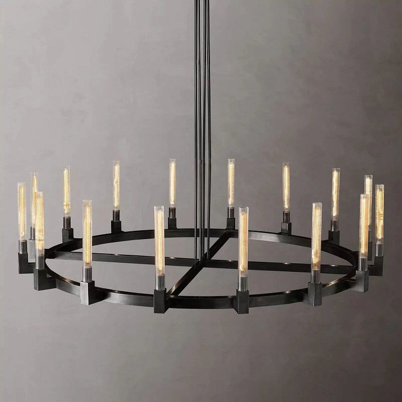 Cypress Glass Round Chandelier 72"-HiLamps