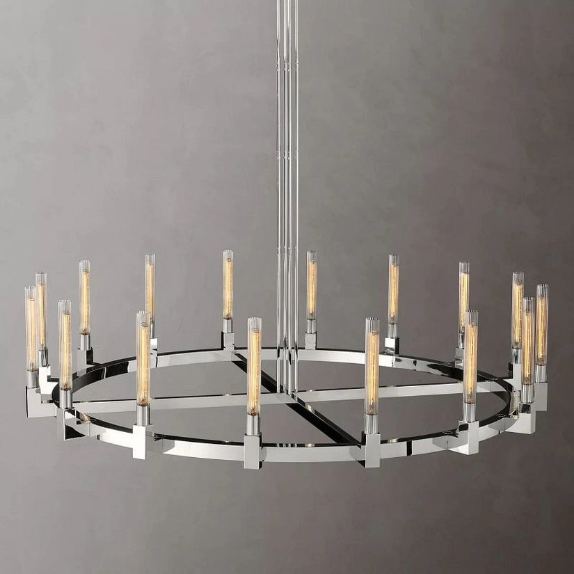 Cypress Glass Round Chandelier 72"-HiLamps