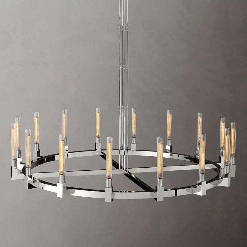 Cypress Glass Round Chandelier 72"-HiLamps