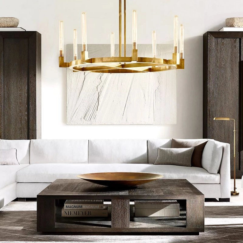 Cypress Glass Round Chandelier 72"-HiLamps