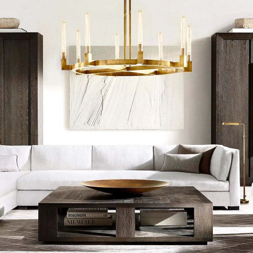 Cypress Glass Round Chandelier 72"-HiLamps