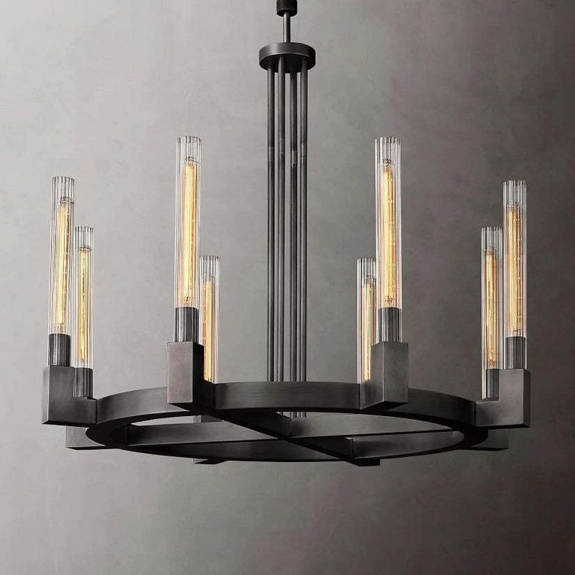 Cypress Glass Round Chandelier 36"-HiLamps