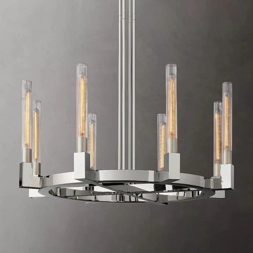 Cypress Glass Round Chandelier 36"-HiLamps