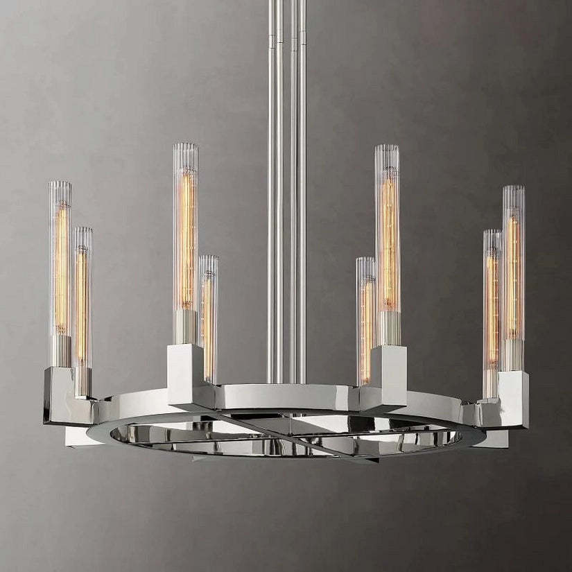 Cypress Glass Round Chandelier 36"-HiLamps