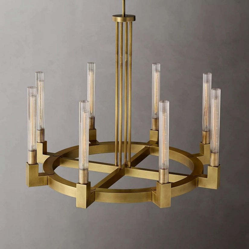 Cypress Glass Round Chandelier 36"-HiLamps