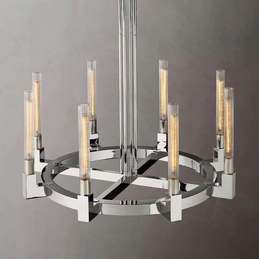 Cypress Glass Round Chandelier 36"-HiLamps