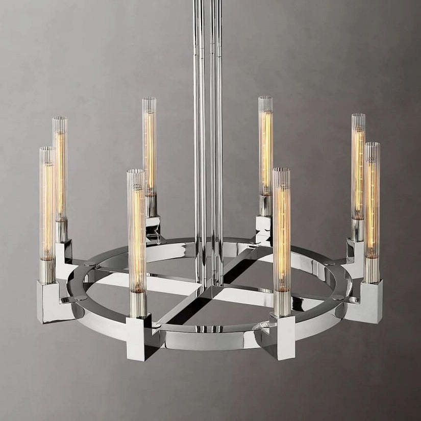 Cypress Glass Round Chandelier 36"-HiLamps