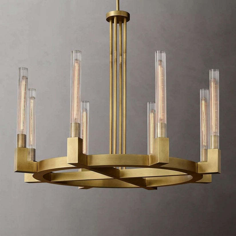 Cypress Glass Round Chandelier 36"-HiLamps