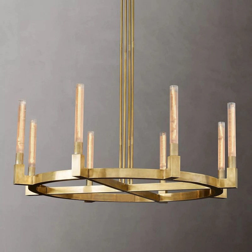 Cypress Glass Round Chandelier 48"-HiLamps