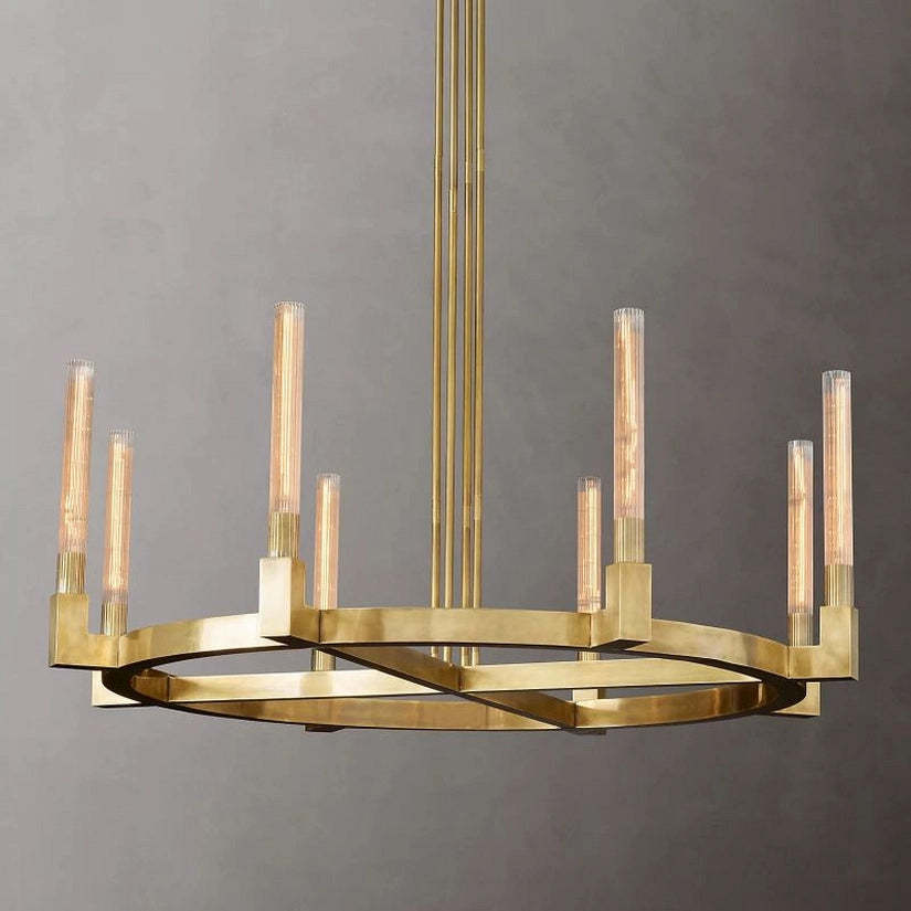 Cypress Glass Round Chandelier 48"-HiLamps